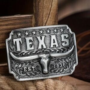New Texas Texan longhorn steer bull belt buckle choose silver or gold